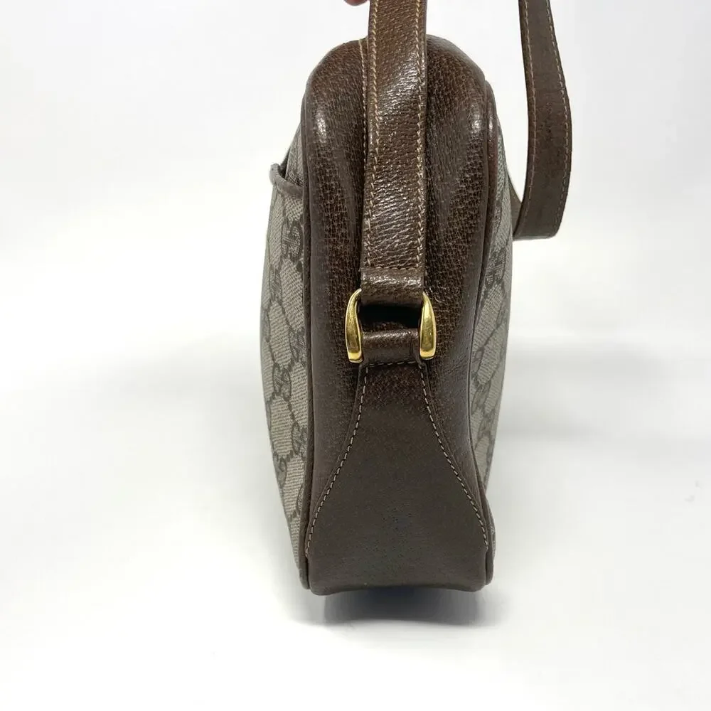 Gucci Vintage GG Monogram Logo PVC Leather Shoulder Bag Beige Brown - Picture 5 of 16